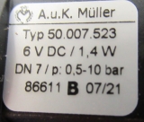 A.u.K.Müller Typ 50.007.523 / 86611 Magnetventil 6 V DC /1,4 W