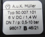 Typ 50.007.101 A.u.K. Müller Magnetventil 6 V DC